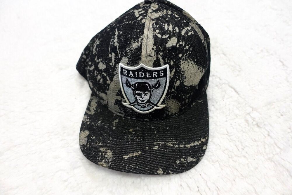 Oakland Raiders Hat Cap Snapback Black Gray NFL Football Mitchell & Ness